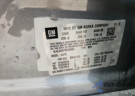 2015 Buick Encore from USA, damaged, VIN KL4CJASB7FB125583
